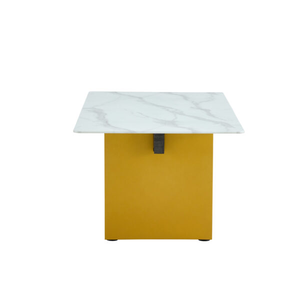 b98e6d33fa1d431485431adf0a0b29ae_87c0e3185822c445eab7d80da5e31031 Modern minimalist Tempered glass with sticker desktop coffee table and dining table, paired with golden MDF decorative columns. Computer desk. Game table. CT-1546
