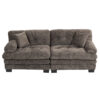 Two-seat Sectional Sofa Modular Deep Seat Sofa Couch Chenille Sofa Sleeper Comfy Upholstered Furniture for Living Room Apartment Studio Office-Gray