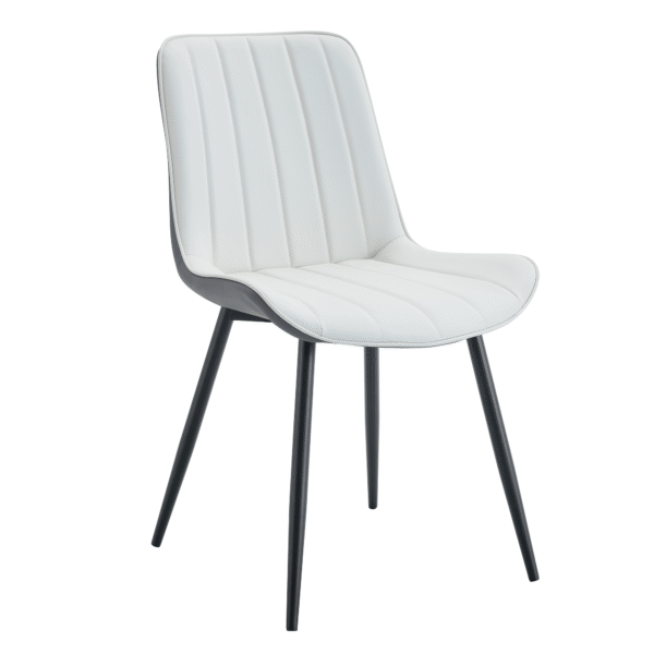ba17bb60a0cf419e889350ed1794e842_640acf14cffc9d4e930408918c0995ad Extended Seat Cushion PU Dining Chair Set - Four Pieces.Smooth line design.Can integrate well into various modern home decoration styles.White and Dark Gray Splicing Colors.