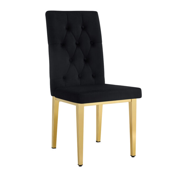 ba885afb225d461f801ced874c80184c_1aa3ab6e358d4454d86fe054fbc6b0ae 2 piece dining chairs.The gold metal legs complement the black velvet, showcasing a perfect blend of modern and classic elements.Suitable for various occasions such as kitchens,conference rooms, etc.
