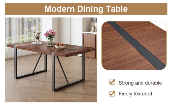 ba968818a4034d15b8a28aaac3b6fd7c_e617b9898f1dde948b564ee62d6e8973 Table and chair set.Industrial Style Walnut-Colored Rectangular Dining Table - 71"x39.3" Large Size.Paired with 8 Brown Suede Chairs.Brown armless dining chair,Suitable for kitchen,Dining room,etc.