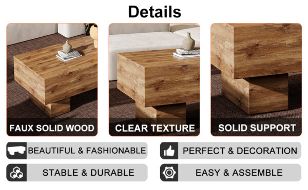 bab5e5695ba34937b59a56464db4daa4_e3462c22b48d9e1b06025d6216aa116e This modern rectangular coffee table features a stylish wood color, making it an ideal addition to any living room or apartment, and measures 43.3 "x 21.6" x 17.2 ".W1151P168335