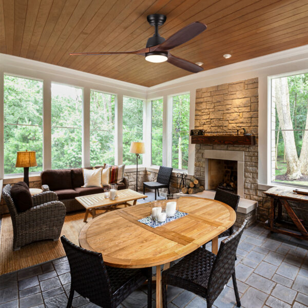 52" YUHAO Farmhouse Rustic  LED Ceiling Fan with Remote Control