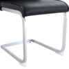 Luxury Simple Arch Chair - Set of 4 Black PU Material High Resilience Dining Chair with Arched Metal Silver Leg.