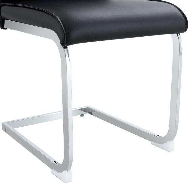 bb1e4f2563634e2bb77cd07808491e6a_5463d79741d1d3e5d8147fc1dd590776 Luxury Simple Arch Chair - Set of 4 Black PU Material High Resilience Dining Chair with Arched Metal Silver Leg.