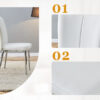 Table and chair set.64.5x35.4 Inch Stylish White Marble Textured Dining Table.Paried With 4 White PU Chairs with a vertical stripe design on the backrest.Create Your Exclusive Low-Key Luxury Space.