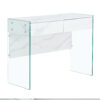 White environmental protection MDF minimalist dresser, desk, desktop computer desk, with double drawer storage space, simple home, perfect for various styles of home environment.