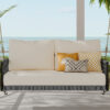 TREXM 1-Piece Woven Rope Outdoor Swing Sofa with Soft Cushions Seating 2 for Patio, Courtyard and Balcony (Beige)