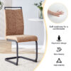 Modern Dining Chairs, Technology cloth High Back Upholstered Side Chair with C-shaped Tube Black Metal Legs for Dining Room Kitchen Vanity  Club Guest Office chair (Set of 4)Brown 1162