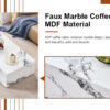 Modern MDF Coffee Table with Marble Pattern - 39.37x23.62x11.81 inches - Stylish and Durable Design W1151119518