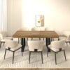 Rectangle extendable dining table for 6-10 people aged effect wood and black 160-200 cm