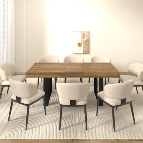Rectangle extendable dining table for 6-10 people aged effect wood and black 160-200 cm