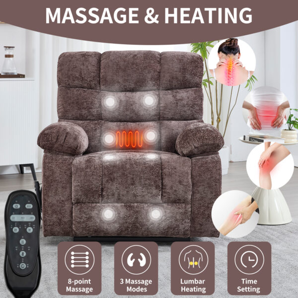 Lift Recliner Chair Heat Massage Dual Motor Infinite Position Up to 350 LBS Large Electric Power Lift Recliners with Power-Remote, Medium-firm and Heavy duty, Brown
