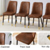 Brown Suede-like Velvet Dining Chair Set (Two-Pack)Black Metal legs,dinning chairs,brown.
