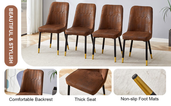 bbbbb9dfa43d4eb5b6928b968382edfd_4d76335d78a27359b7a9bb0deb8a371a Brown Suede-like Velvet Dining Chair Set (Two-Pack)Black Metal legs,dinning chairs,brown.