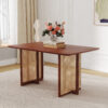 Chinese country retro solid wood dining table,simple modern imitation rattan dining table.Suitable for dining room, living room, office.Natural Style Walnut Solid Wood Dining Table.