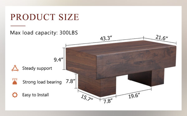 bbd54500b1ee410d9011b0482ac93868_75db4e46029d2e09aba0fa546dd42ce4 Modern Simple Walnut Colored Texture Sticker MDF Coffee Table - 43.3"x21.6"x17.2" Practical Model.Making it an ideal addition to any living room or apartment.