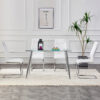 Modern Dining Chairs with Faux Leather Padded Seat Dining Living Room Chairs Upholstered Chair with Metal Legs Design for Kitchen, Living, Bedroom, Dining Room Side Chairs Set of 4 (White+PU )C-001