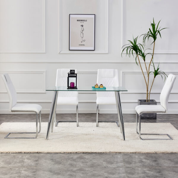 bbe98781536e48bb8df6e3c0d5f0fc35_20230131_0d37957e0d727f27c647ce81311e59ff Modern Dining Chairs with Faux Leather Padded Seat Dining Living Room Chairs Upholstered Chair with Metal Legs Design for Kitchen, Living, Bedroom, Dining Room Side Chairs Set of 4 (White+PU )C-001