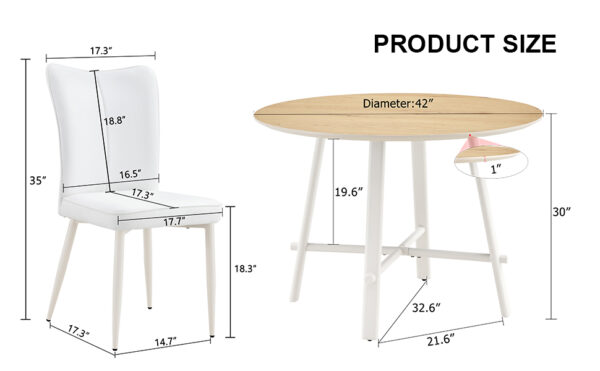 bc08bc7778304d6fa1c6f1e1ef92ed2a_d1d6d7de6e24292efd27d1447688b32c Table and chair set, MDF desktop, white metal table legs, stable and beautiful, suitable for most styles of home. Modern simple dining table, comfortable seating.