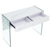 White environmental protection MDF minimalist dresser, desk, desktop computer desk, with double drawer storage space, simple home, perfect for various styles of home environment.