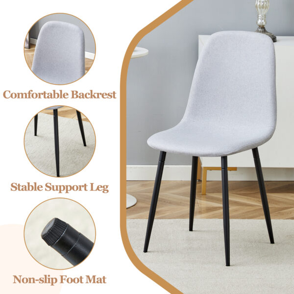 Table and chair set.Black Marble Pattern MDF Dining Table Set - 63"x35.4" with 6 Light Gray Linen Fabric Chairs.Integrated Seat and Backrest,Linen-Cotton Material.Suitable for kitchen,Dining room,etc.