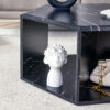 Modern Minimalist Black Hexagonal Coffee Table Set.Hexagonal MDF coffee table, characteristic pattern stickers, multi-hole design to give more storage space.Two coffee tables of different sizes.