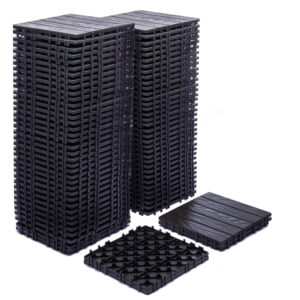 76-Pack 11.42"x11.42" Interlocking Deck Tiles - 68.80 Sq.Ft 3D Wood Grain Plastic Flooring for Outdoor Use , Waterproof & Moisture-Proof Patio Tiles , All-Weather Use & Easy Snap-Together Installation