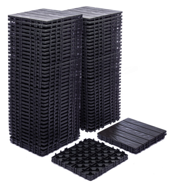76-Pack 11.42"x11.42" Interlocking Deck Tiles - 68.80 Sq.Ft 3D Wood Grain Plastic Flooring for Outdoor Use , Waterproof & Moisture-Proof Patio Tiles , All-Weather Use & Easy Snap-Together Installation