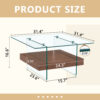 31.4 Inch Modern Two-Tier Square Coffee Table - An Elegant Combination of Clear Glass and Dark Wood Texture Sticker It can be used not only as a coffee table but also as a side table or display stand.