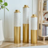 Floor metal vase modern style decoration home droplet shaped white metal vase 3-piece set gorgeous home decoration large glazed metal vase