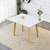 Imitation marble white sintered stone tabletop with rubber wooden legs, foldable computer desk, foldable office desk, suitable for restaurants, living rooms, terraces, kitchens