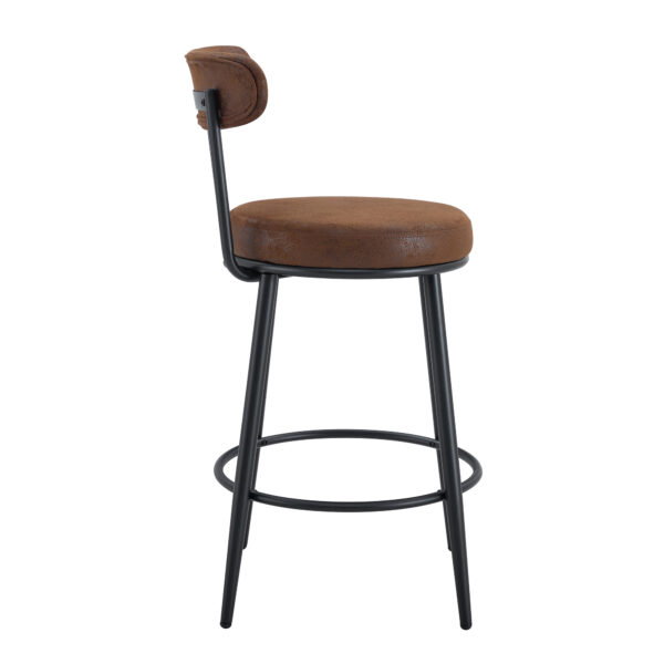 bce0e8e453544dedb274d8880282426e_b91698494b4b6062c0a863daf7f4871a Fashionable and Comfortable - Two Sets Of Rrgonomic High Leg Bar Chairs, With Brown Technology Fabric Cushions That Are Soft And Comfortable,Black Metal Legs. The Total Height is 35.5 Inches.