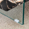 31.4 Inch Modern Two-Tier Square Coffee Table - An Elegant Combination of Clear Glass and Black Marble Pattern Sticker.It can be used as a coffee table,a side table or a display stand.