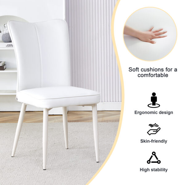 bd06c05d2bf24e0e9b4054f8d6c22403_efca1e36797063402ca58c4fa056cd83 Table and chair set, MDF desktop, white metal table legs, stable and beautiful, suitable for most styles of home. Modern simple dining table, comfortable seating.