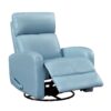 Glider Recliner Chair with Swivel Motion Blue Leather Upholstery Solid Wood Comfort Luxury Living Room Furniture 1pc
