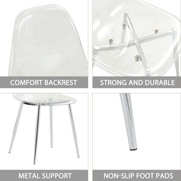 bd5b059a2a8445b89a13202c92bc7fe7_20230114_69e53628bb7a0bf3f70f17ca3b13370f Modern minimalist transparent dining chair, plastic chair, armless crystal chair, Nordic creative makeup stool, negotiation chair, silver plated metal leg 6-piece set, TW-1200
