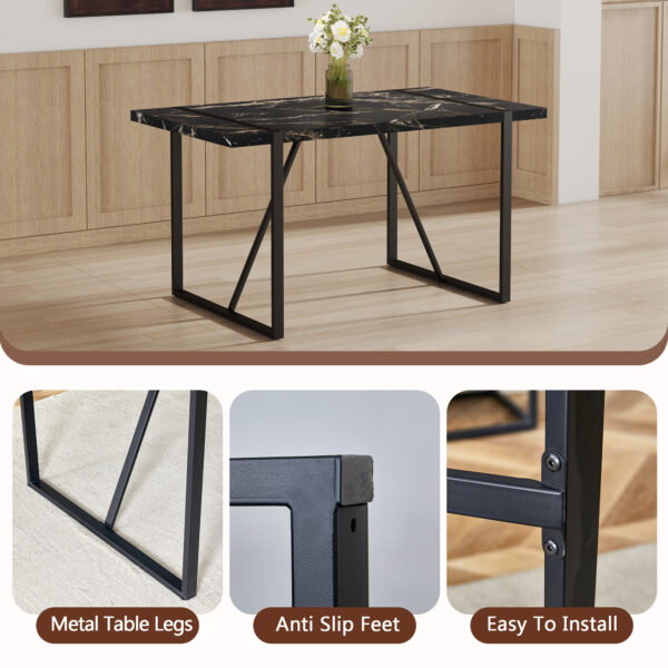 bd85e1dc4767493ba00c2efc84d541d1_1d47e65a498fbacf88395bf62bf507bf Industrial rectangular MDF black dining table for 4-6 people with 1.5 inch thick MDF top and black metal legs for work desk, kitchen, terrace, dining room.55*31.4