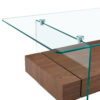 43.3 Inch Modern Two-Tier Coffee Table - Clear Tempered Glass and Dark Wood Grain, Multifunctional Storage Design.The bottom tier includes a drawer.Can be used as a coffee table,side table,etc.