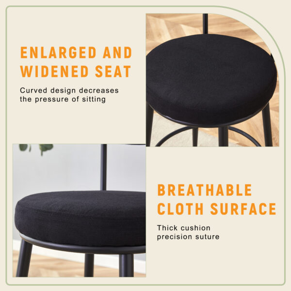 bdb1ee6ce3f346f68245a717df0609fd_9ca129a343904cec9066a0b5268f7039 Fashionable and Comfortable - Two Sets of Ergonomic High Legged Bar Chairs, With Black Breathable Fabric Cushions And a Total Height of 35.5 Inches.Pack two in one box.