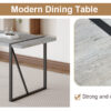 Industrial Rectangular MDF Light Grey Patterned Dining Table for 4-6 people with 1.5 inch thick MDF top and black metal legs for desks, kitchens, patios, dining rooms
