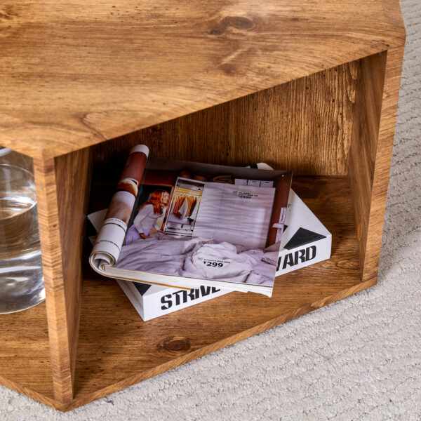 bdc79e7e30f347ff8c69327dd236e298_6228118451eba05512cd8f337a6e60d4 Hexagonal MDF coffee table, characteristic pattern stickers, multi-hole design to give more storage space, simple and convenient design makes it suitable for all kinds of style scenes.