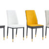 4 Dining Chair Set, White Dining Chair Set, PU Material High Back Seat and Sturdy Black Leg Chair for Dining Room, Kitchen and Living Room c-010