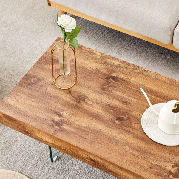 be0d19bb2399445fa2c81c0b8a14319c_e273abd4b99374f65d88f96a2a0437b1 Natural Style MDF Coffee Table - 39.3"x21.6" with Tempered Glass Legs.Density Board Sticker,Reinforced Glass.