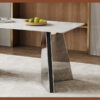 63"x31.5x30" Luxurious Snow Mountain Stone Sintered Stone Dining Table with Silver Stainless Steel Butterfly Legs.The tabletop is designed to be scratch and heat resistant.