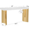 Modern minimalist dining table. White imitation marble glass sticker tabletop, golden table legs, stable and beautiful. Suitable for living room and dining room 63" *35.4" *30 DT-69
