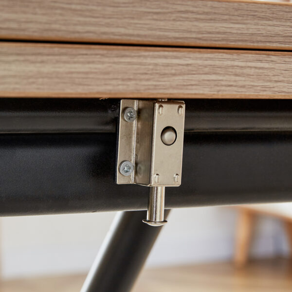Modern minimalist multifunctional lifting table, with a 0.8-inch wood grain process sticker desktop and black metal legs, can be used as a dressing table, coffee table, dining table, and office table