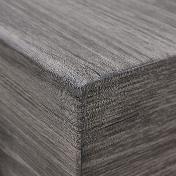 be8d00e0eb284efbad1cc013e4b353ff_20240122_67e4b2298fb5c83116968b0a3ffa30fe A rustic gray wood grain MDF coffee table with black metal legs - an elegant space in natural wood tones