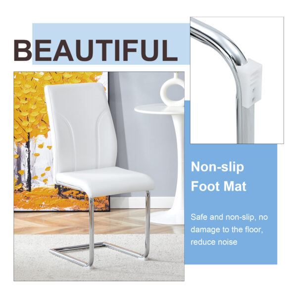 Set of 6 dining chairs, white dining chair set, PU material high backrest seats and sturdy leg chairs, suitable for restaurants, kitchens, living rooms