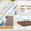 31.4 Inch Modern Two-Tier Square Coffee Table - An Elegant Combination of Clear Glass and Dark Wood Texture Sticker It can be used not only as a coffee table but also as a side table or display stand.